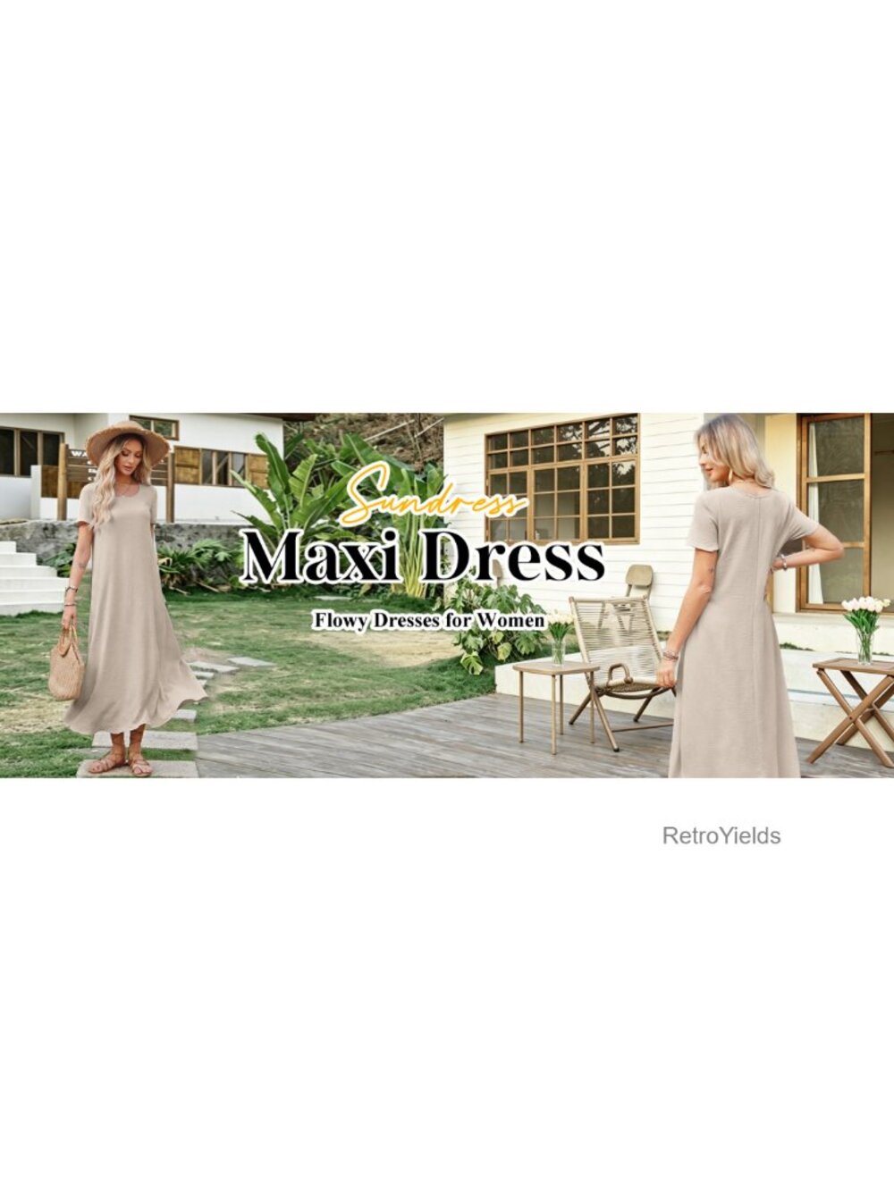 Womens Maxi Dress Flowy Casual Short Sleeve Summer Beach Lightweight Pocket - Picture 6 of 6